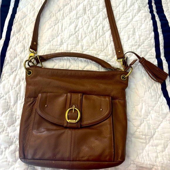 Stone Mountain tan leather crossbody bag - Picture 1 of 9